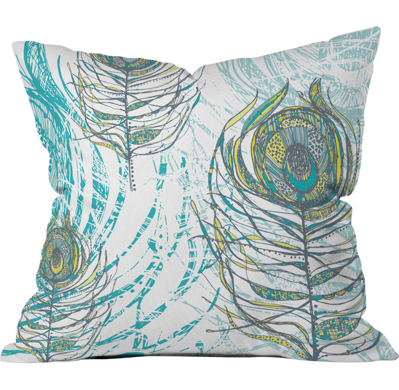 East Urban Home Peacock Feathers Throw Pillow & Reviews Wayfair